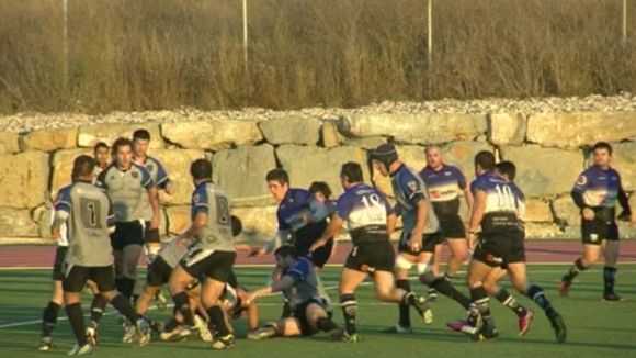 Imatge del partit entre el Club Rugby Sant Cugat i el Poble Nou Enginyers