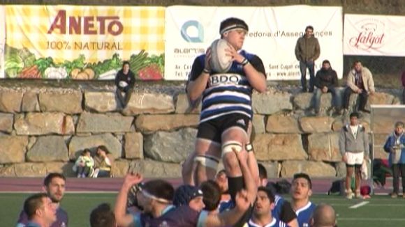 Instant del partit davant la Santboiana B, en qu el Rugby Sant Cugat va caure