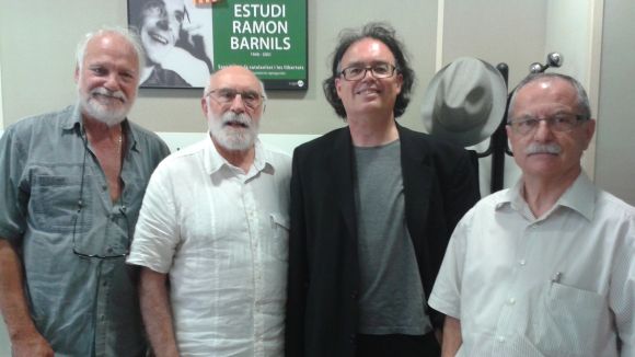 Xavier Tor, Eduard Jener, Antoni Rossell i Josep Garrell, a l'estudi Ramon Barnils