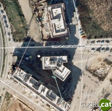 Vista aria de la ubicaci dels habitatges de Benet Cortada i Josep Serraboguny, a primera lnia de la imatge