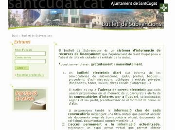 Butllet de subvencions del web de l'Ajuntament